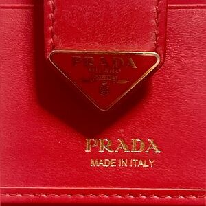 Prada Saffiano Leather Wallet – Red | Made in Italy | Box + RFID